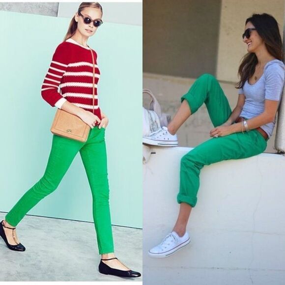 𝅺j. Crew Matchstick Green Low Rise Cropped Jeans - Picture 1 of 12